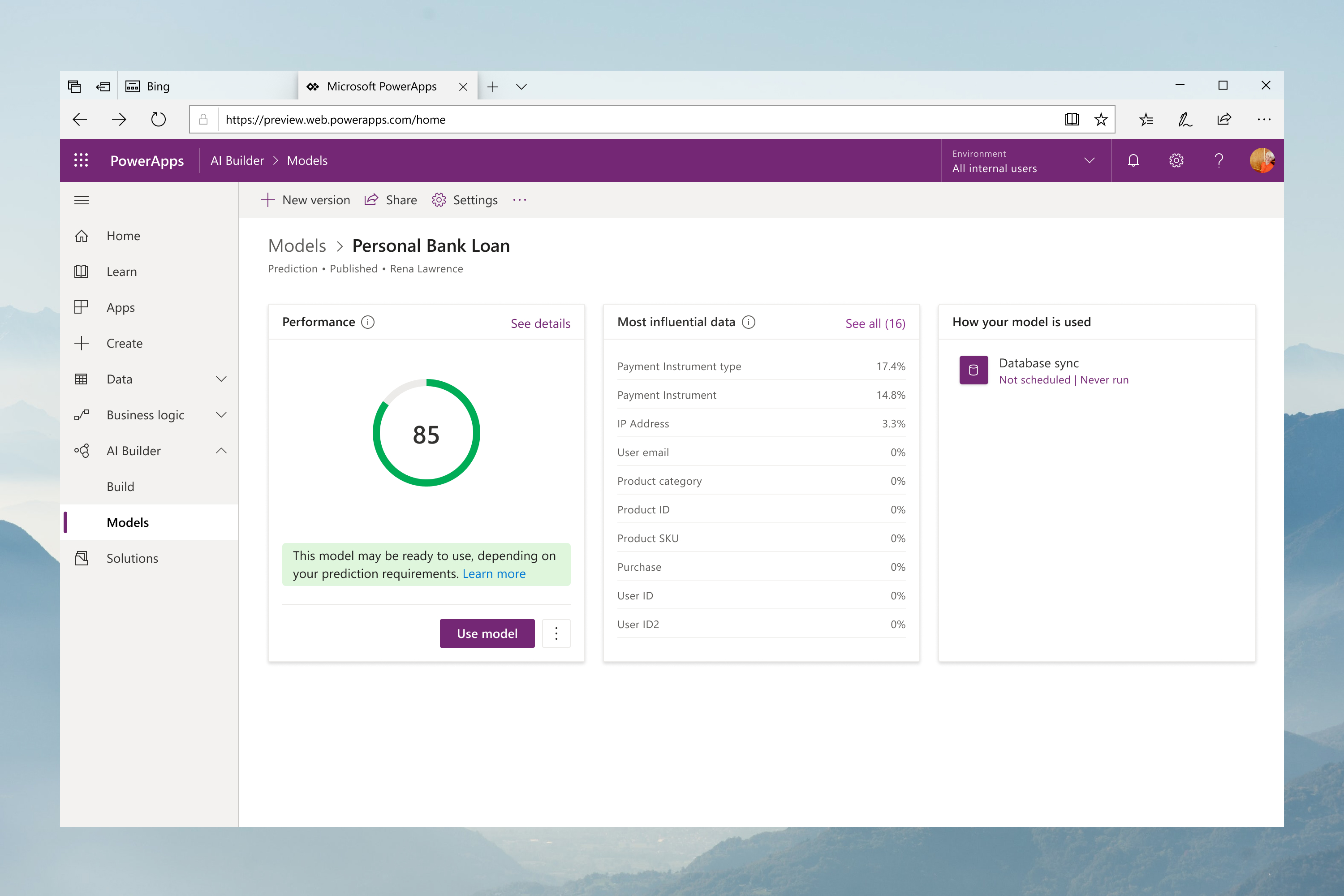 Model Insights View