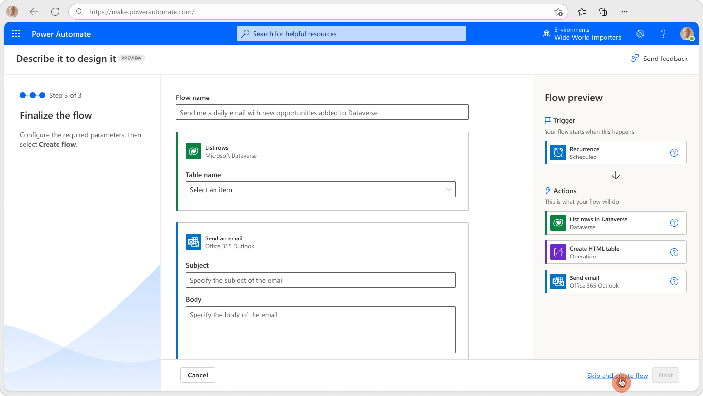 Finalize flow details