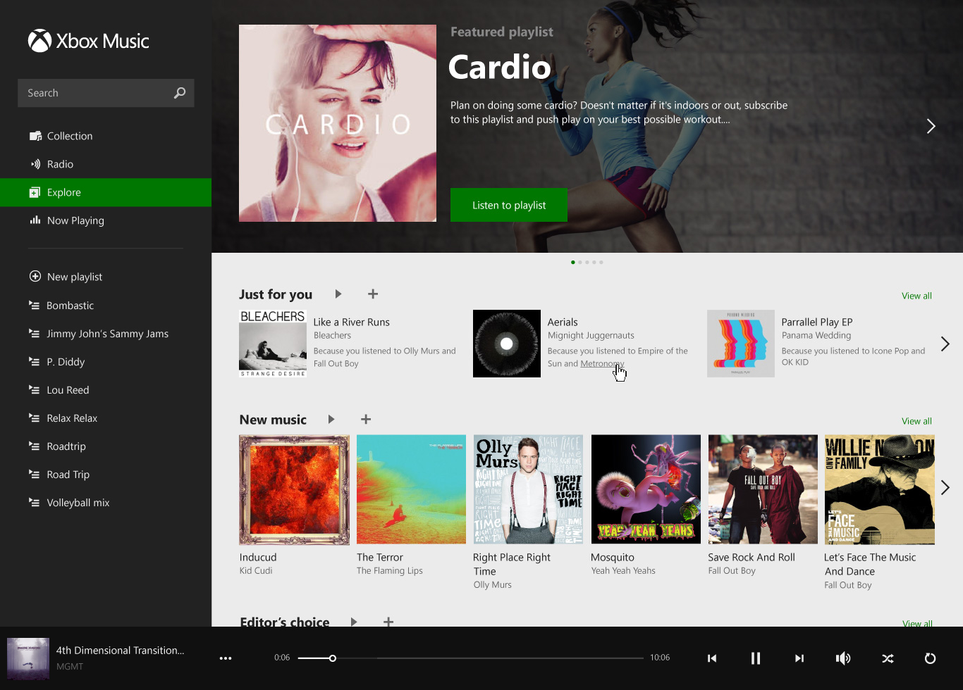 Xbox Music Explore Page