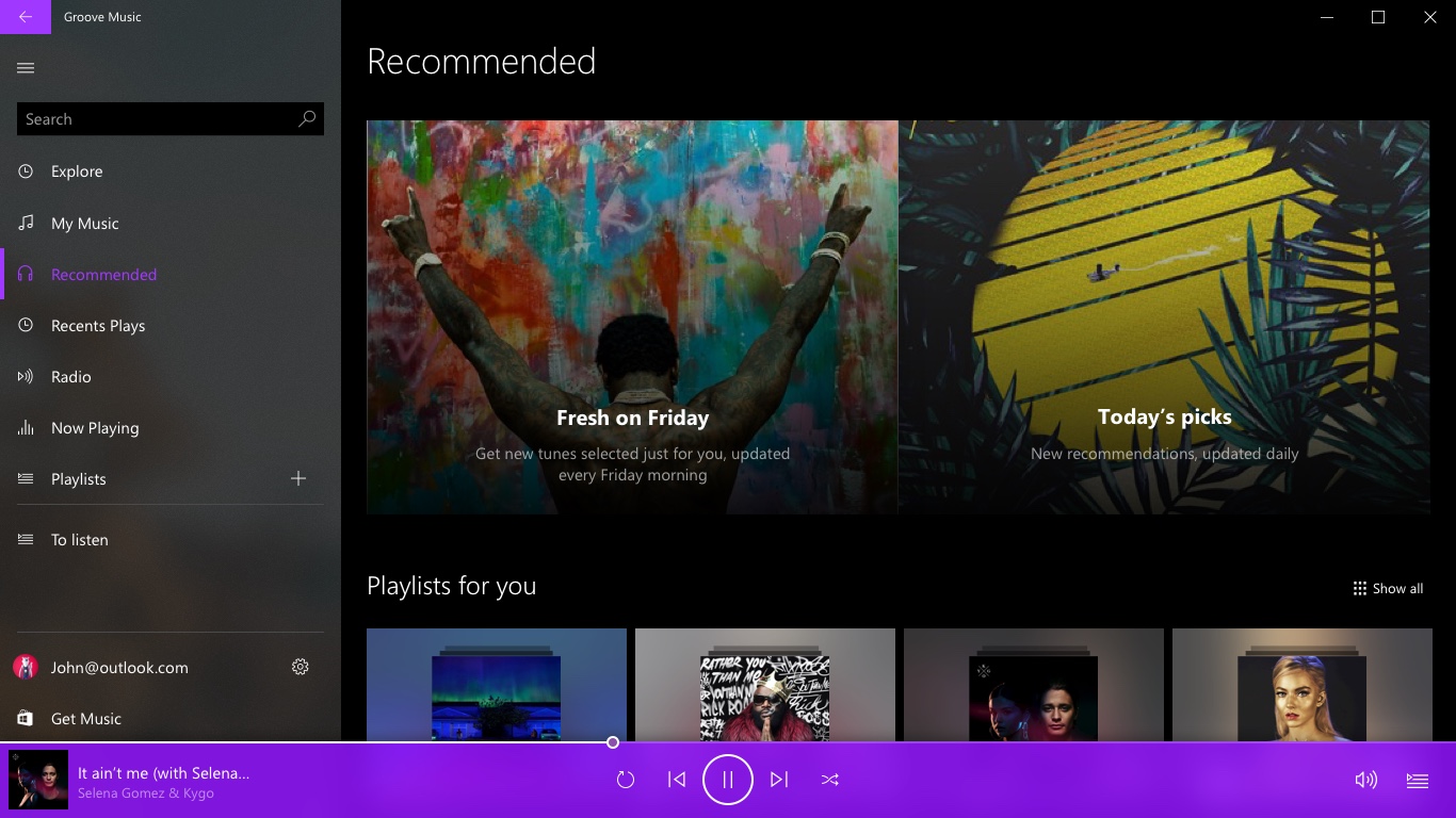 Your Groove interface showing personalized music recommendations